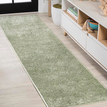 Haze Solid Low-pile Area Rug Green - JONATHAN Y